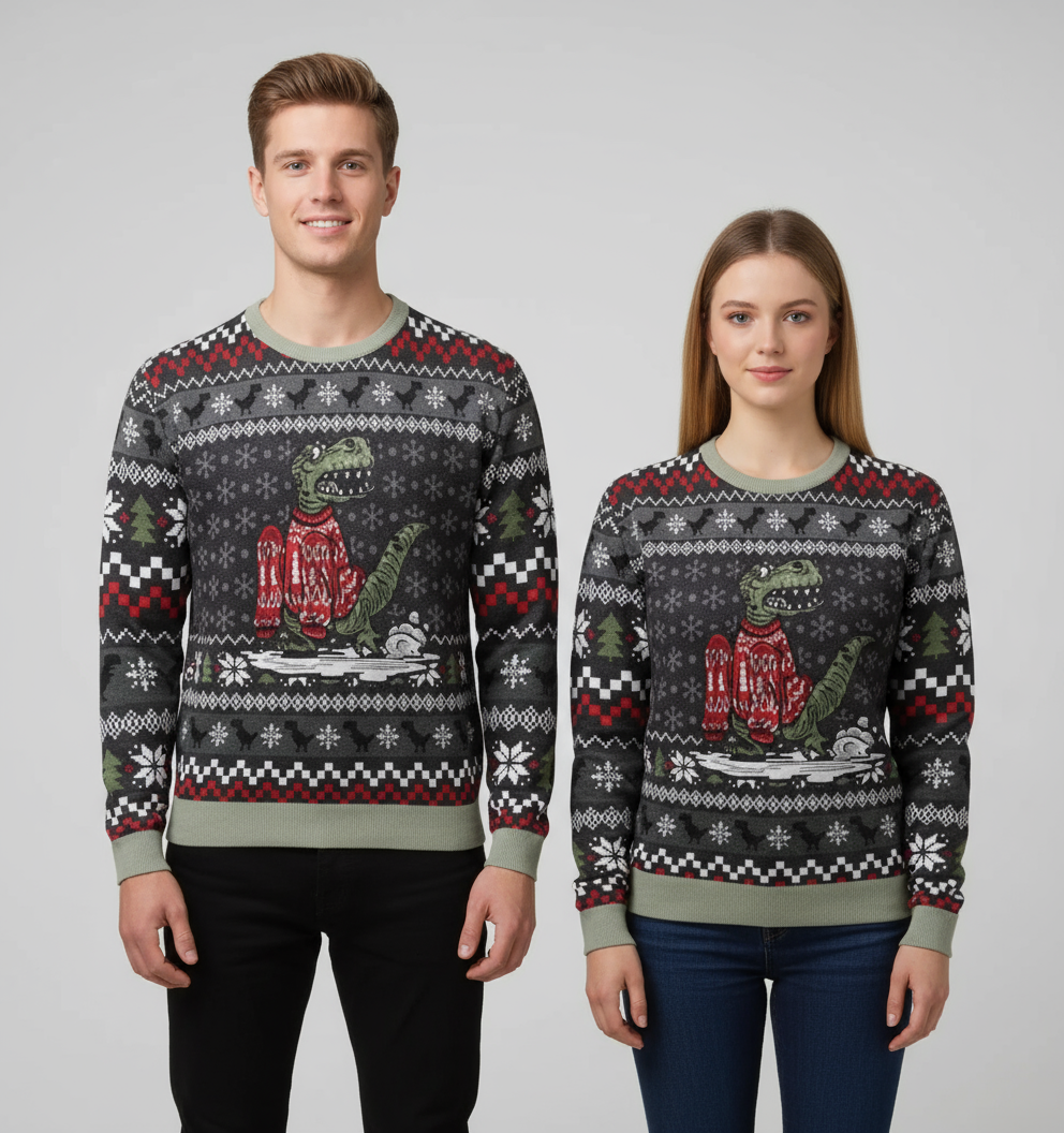 Unisex "Silent Night, Raging T-Rex" Sweater