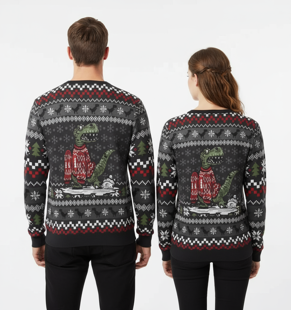 Unisex "Silent Night, Raging T-Rex" Sweater