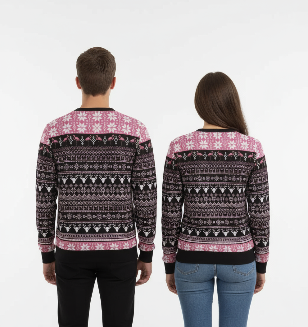 Unisex "Pink Christmas Beach" Sweater